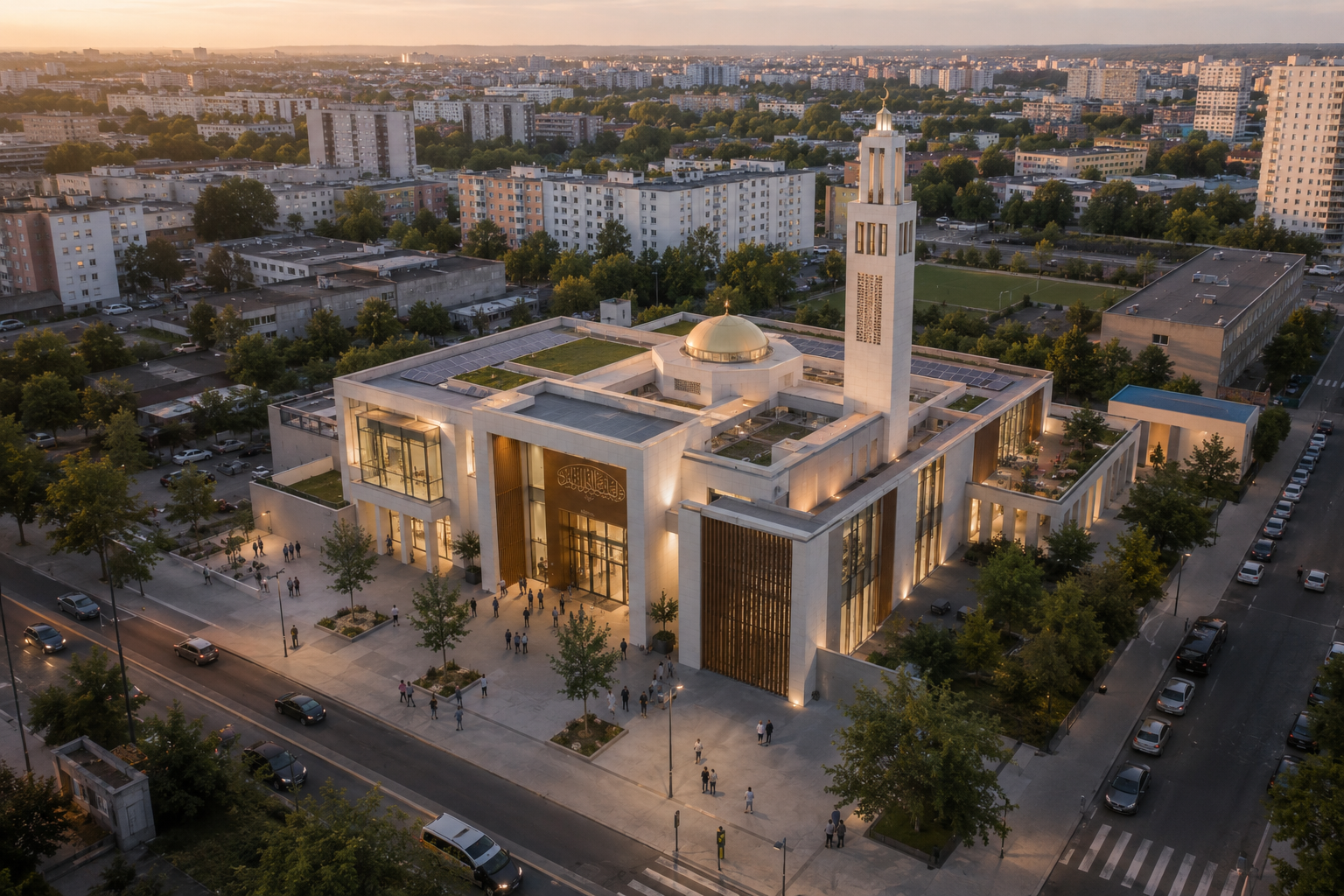 Masjid Neora — vue aérienne du futur masjid à Franc-Moisin
