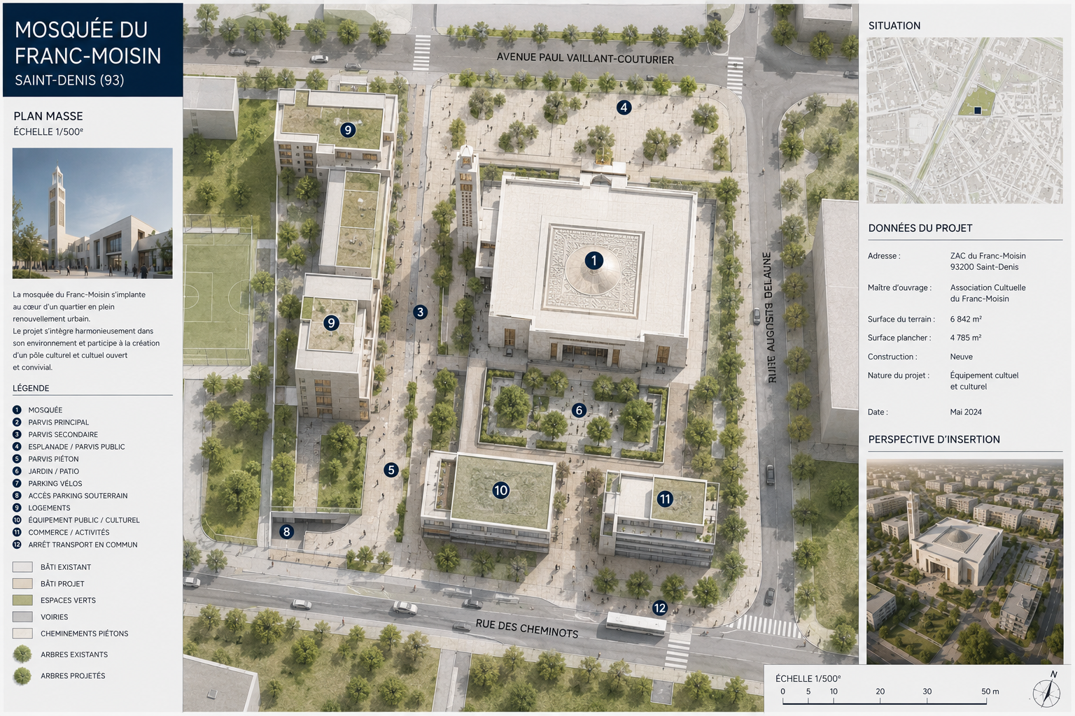 Plan masse — intégration urbaine au cœur du Franc-Moisin